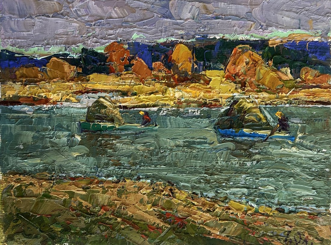 Oil painting Above the evening silence by the river Alex Kalenyuk - 3