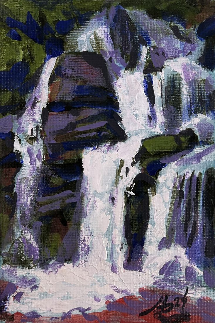 Acrylic painting The sound of water among the rocks Mykhailo Patskan - 3