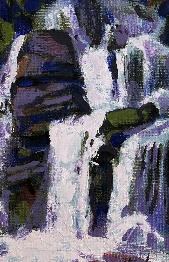 Acrylic painting The sound of water among the rocks Mykhailo Patskan - 8