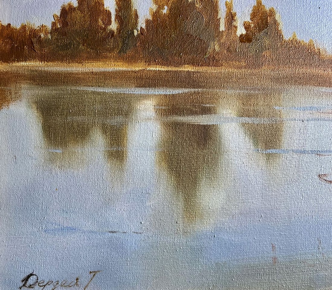 Oil painting Evening by the river Tatyana Derdey - 9