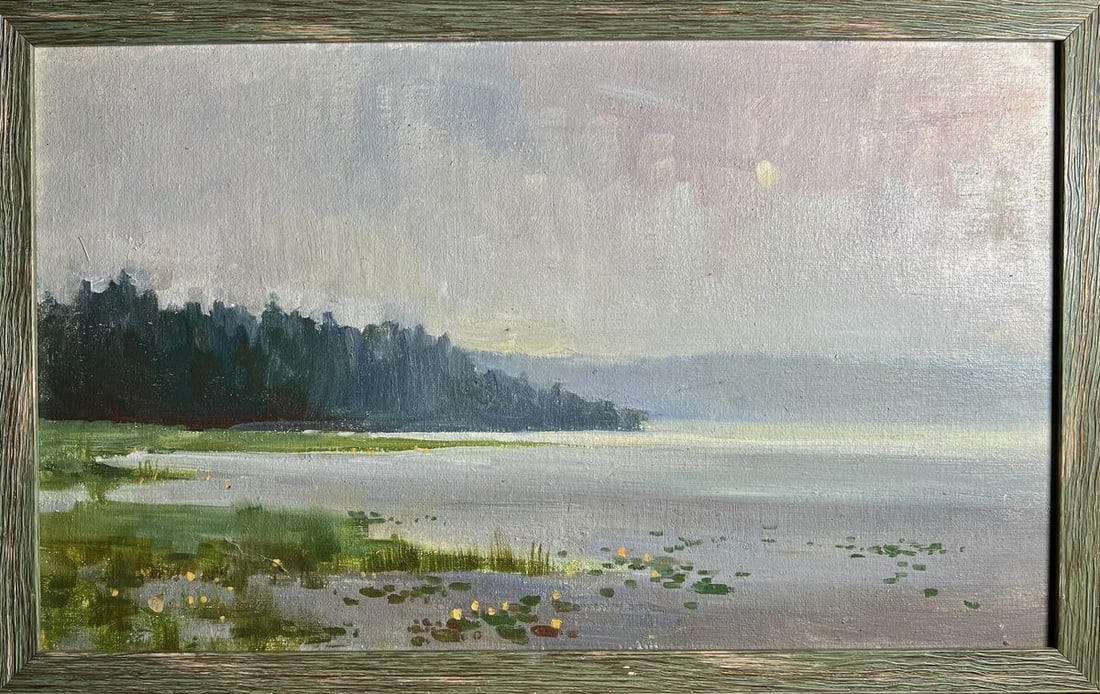 Oil painting Tranquility by the river Tatyana Derdey - 3