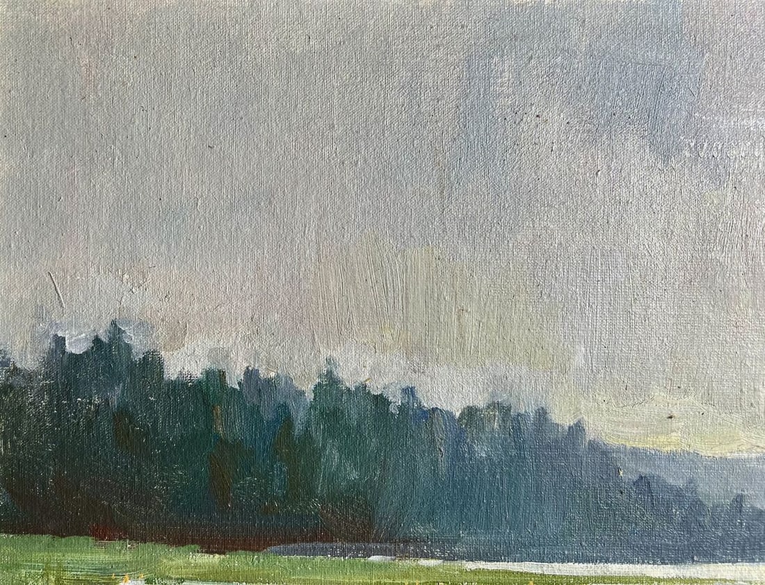 Oil painting Tranquility by the river Tatyana Derdey - 5