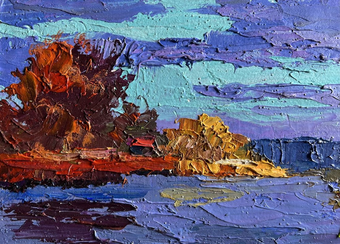 Oil painting Evening on the river Boris Serdyuk - 4