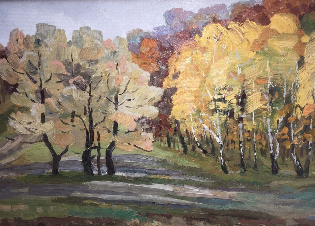 Autumn forest oil painting - 4