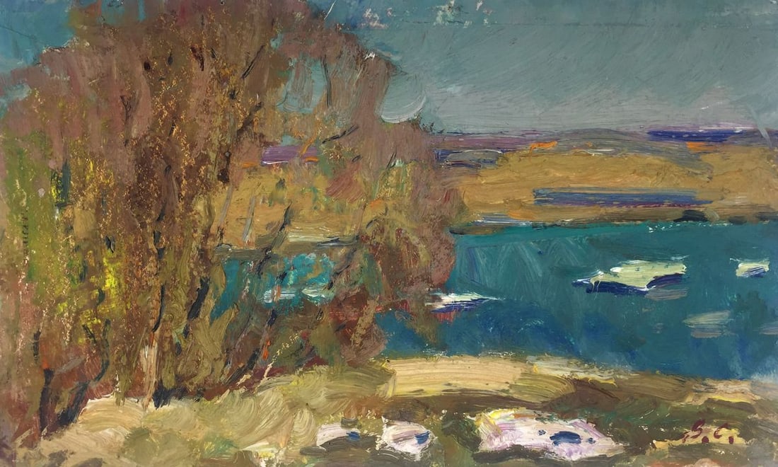 Oil painting River Viktor Grigor'yevich Sevast'yanov: Title : Oil painting River Viktor Grigor'yevich Sevast'yanov Description: No.GS 188 *** ABOUT THIS PAINTING *** * TITLE: "River" * ARTISTS: Viktor Grigor'yevich Sevast'yanov * SIZE: 26x43 cm/'10.23x16
