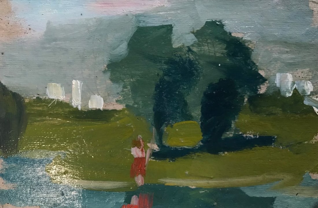 Oil painting Girl by the river Unknown artist - 4