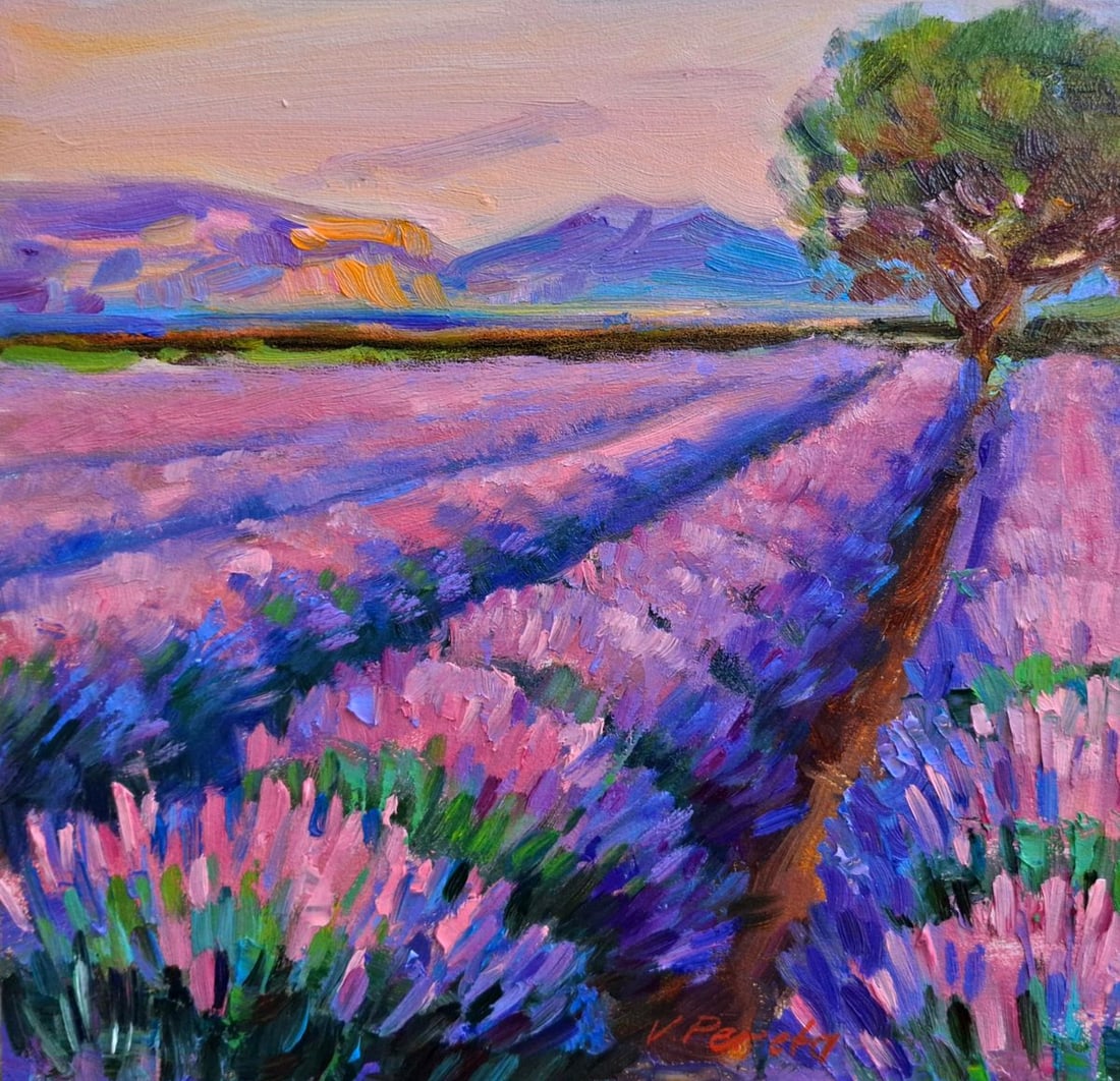 Oil painting Evening in the Lavender Field Vyacheslav Pereta - 4