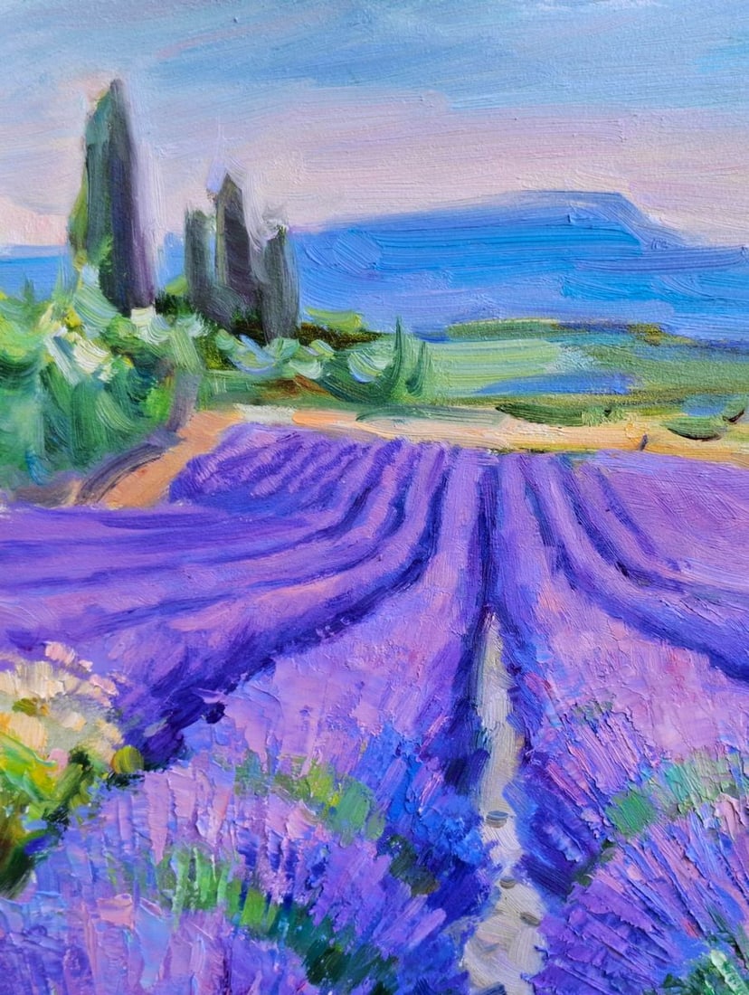 Oil painting Lavender Field Early Morning Vyacheslav Pereta - 2