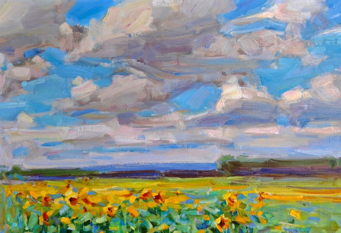 Oil painting Sunflower field Vyacheslav Pereta - 2