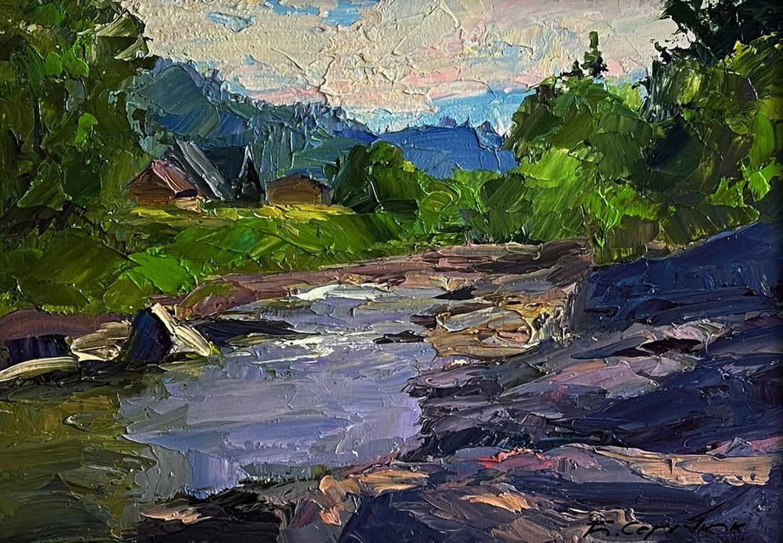 Oil painting Near a mountain stream Boris Serdyuk - 3