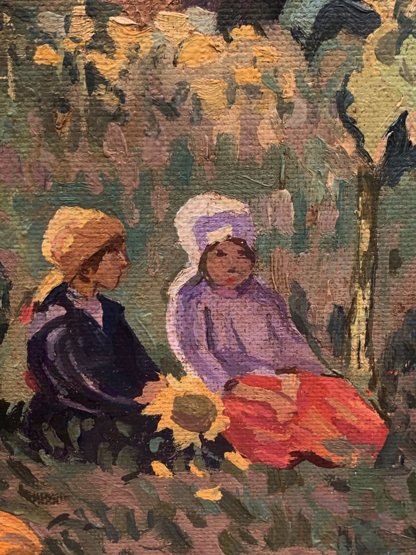 Oil painting Couple among endless fields Unknown artist - 3