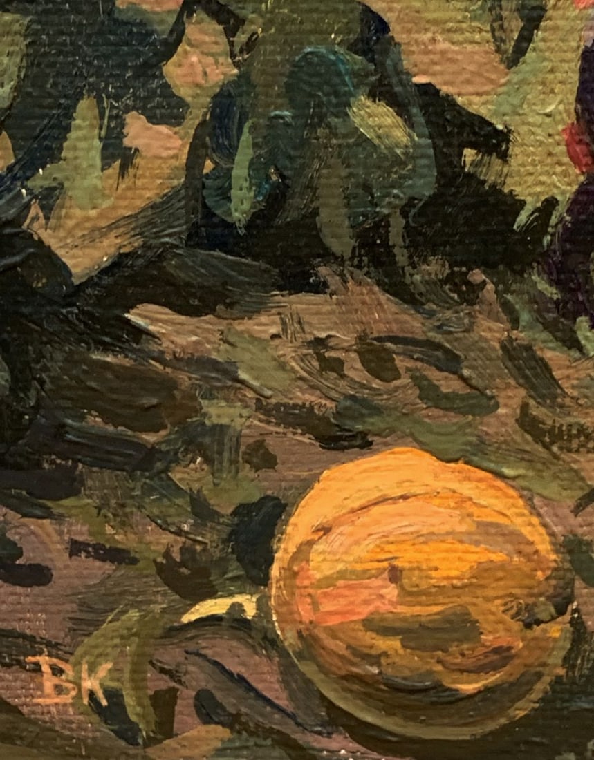 Oil painting Couple among endless fields Unknown artist - 8