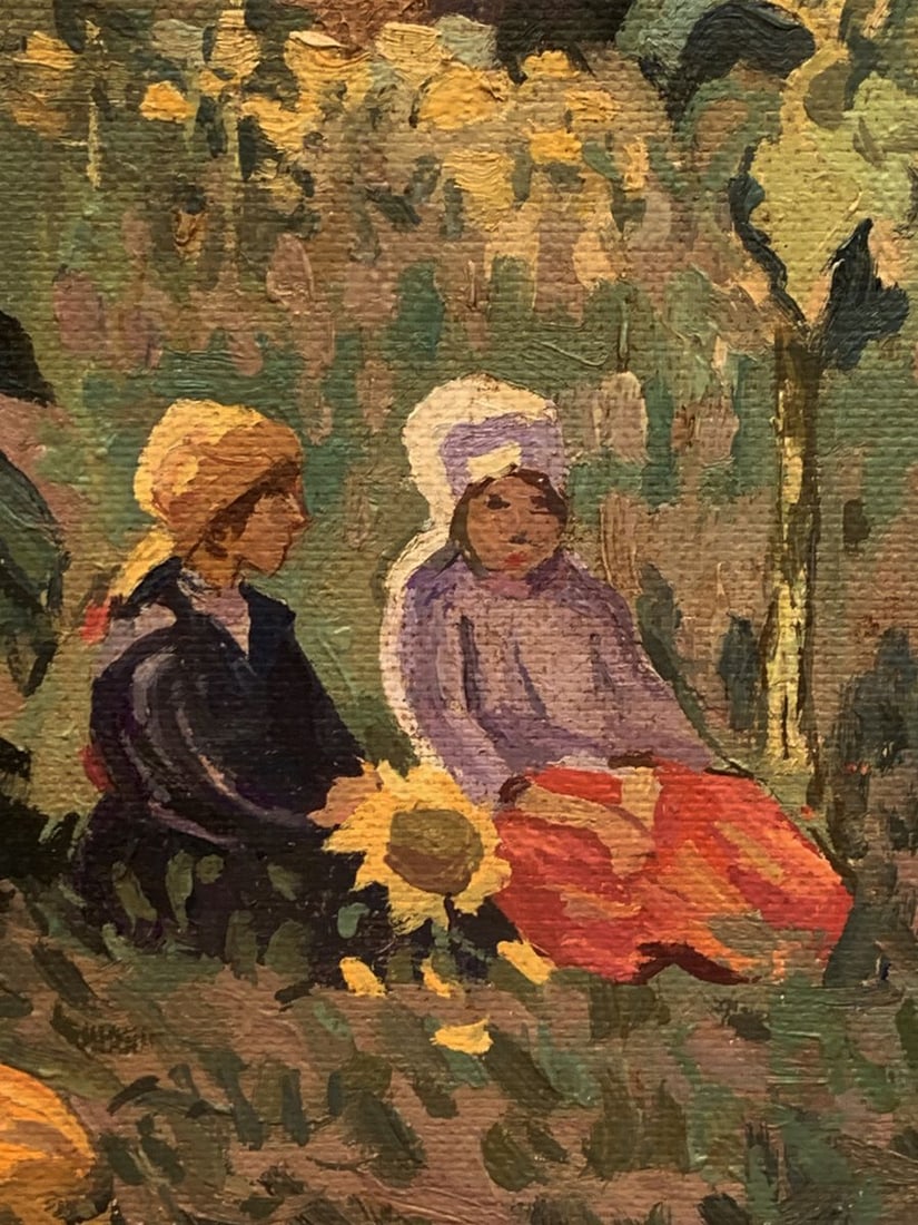 Oil painting Couple among endless fields Unknown artist - 9