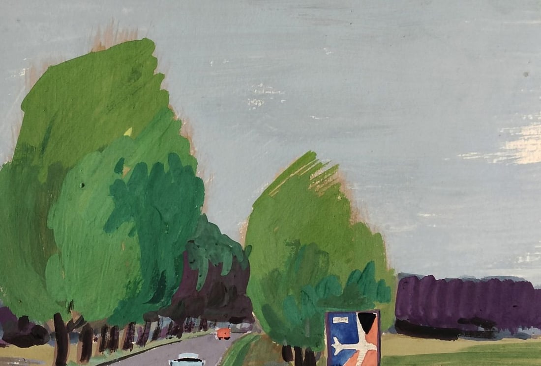Gouache painting Road to travel Vitaly Duhnevich - 3