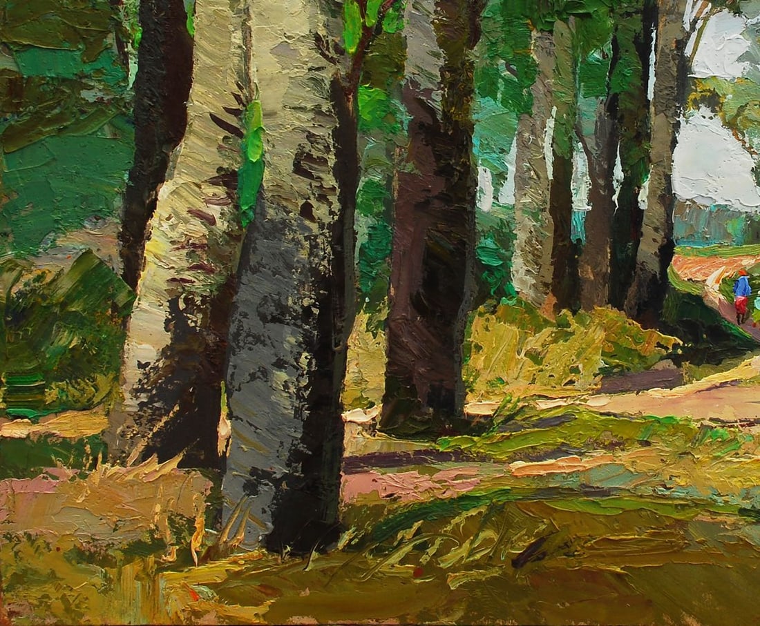 Oil painting Aspen day and the rustle of leaves Egor Shvachunov - 4