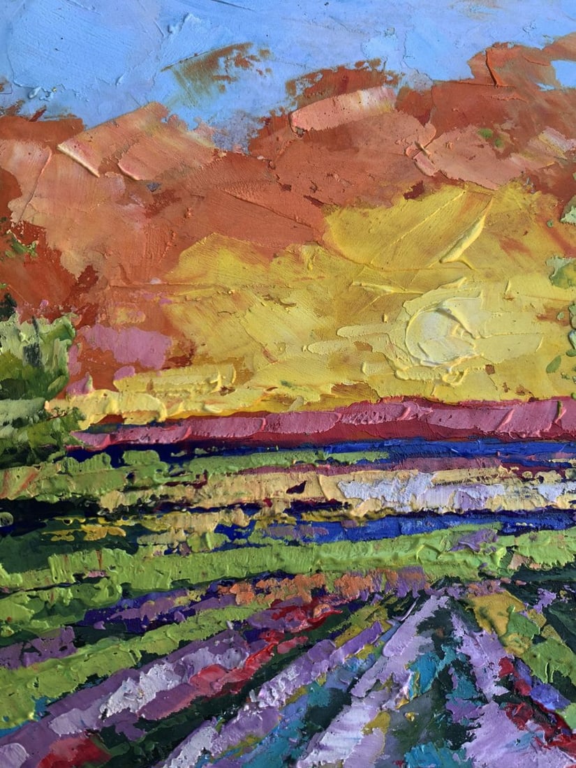 Oil painting Sunset in the field V. Zadorozhnya - 4