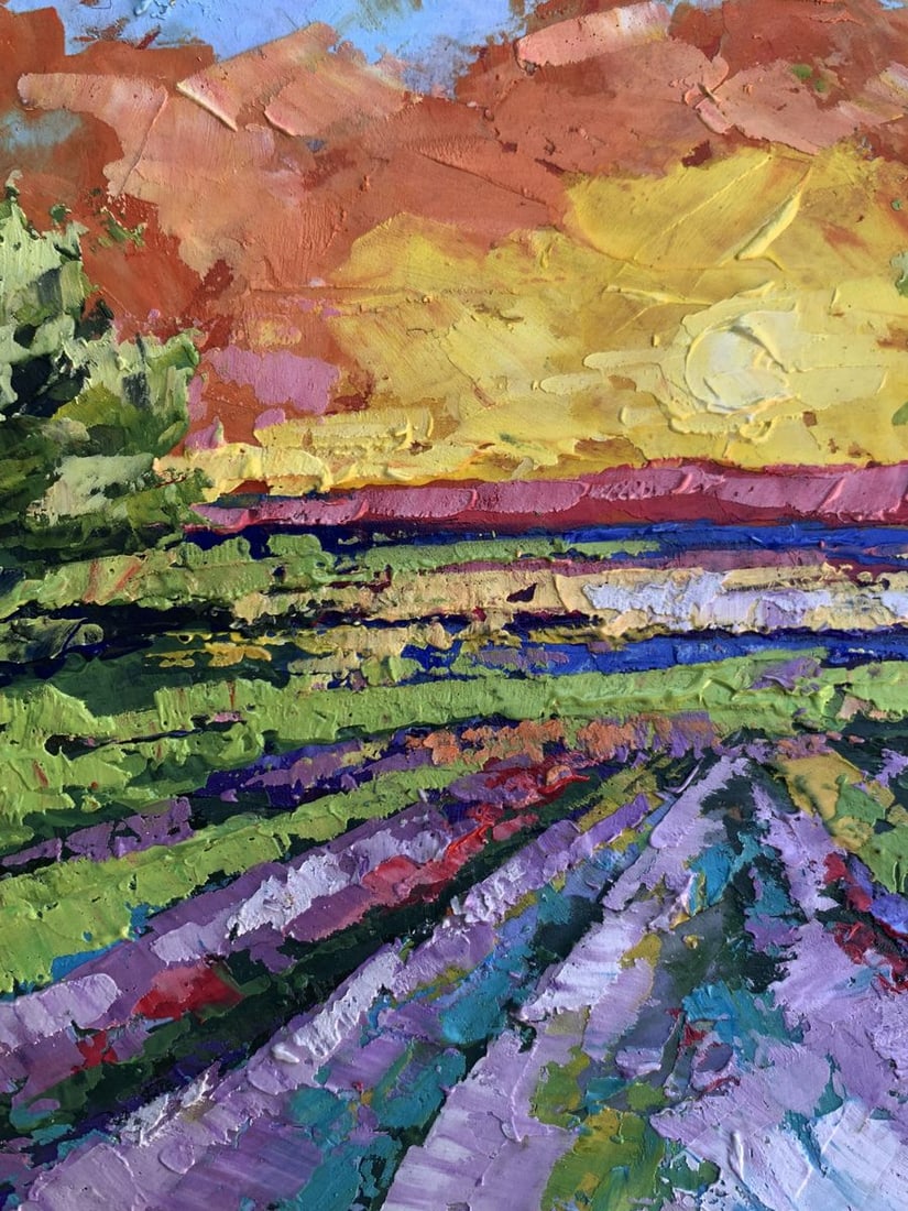 Oil painting Sunset in the field V. Zadorozhnya - 5