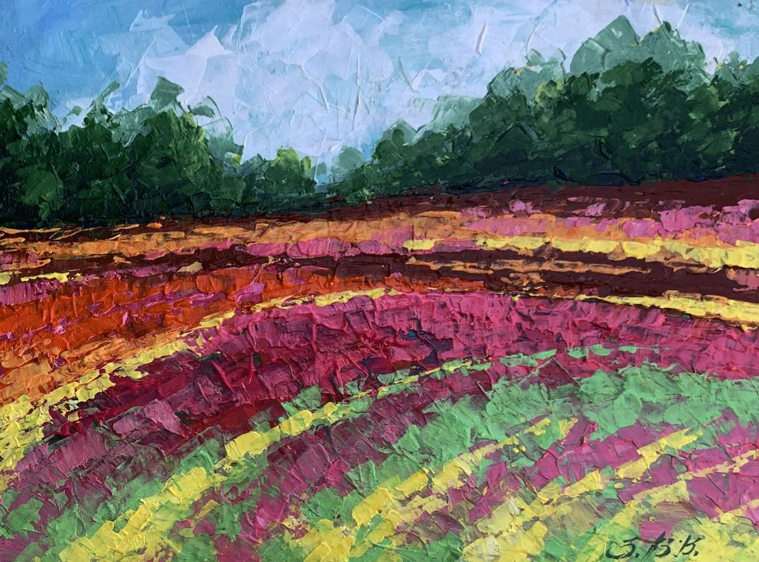 Oil painting Colorful field V. Zadorozhnya: Title : Oil painting Colorful field V. Zadorozhnya Description: NoAAA3332"Colorful Field" is a vibrant and lively Oil painting that captures the essence of a lush, multicolored field. The artist uses