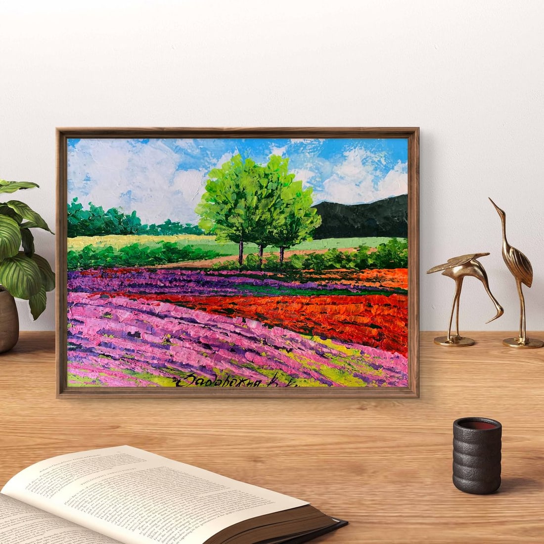 Oil painting Flower fields near the mountains V. Zadorozhnya - 3