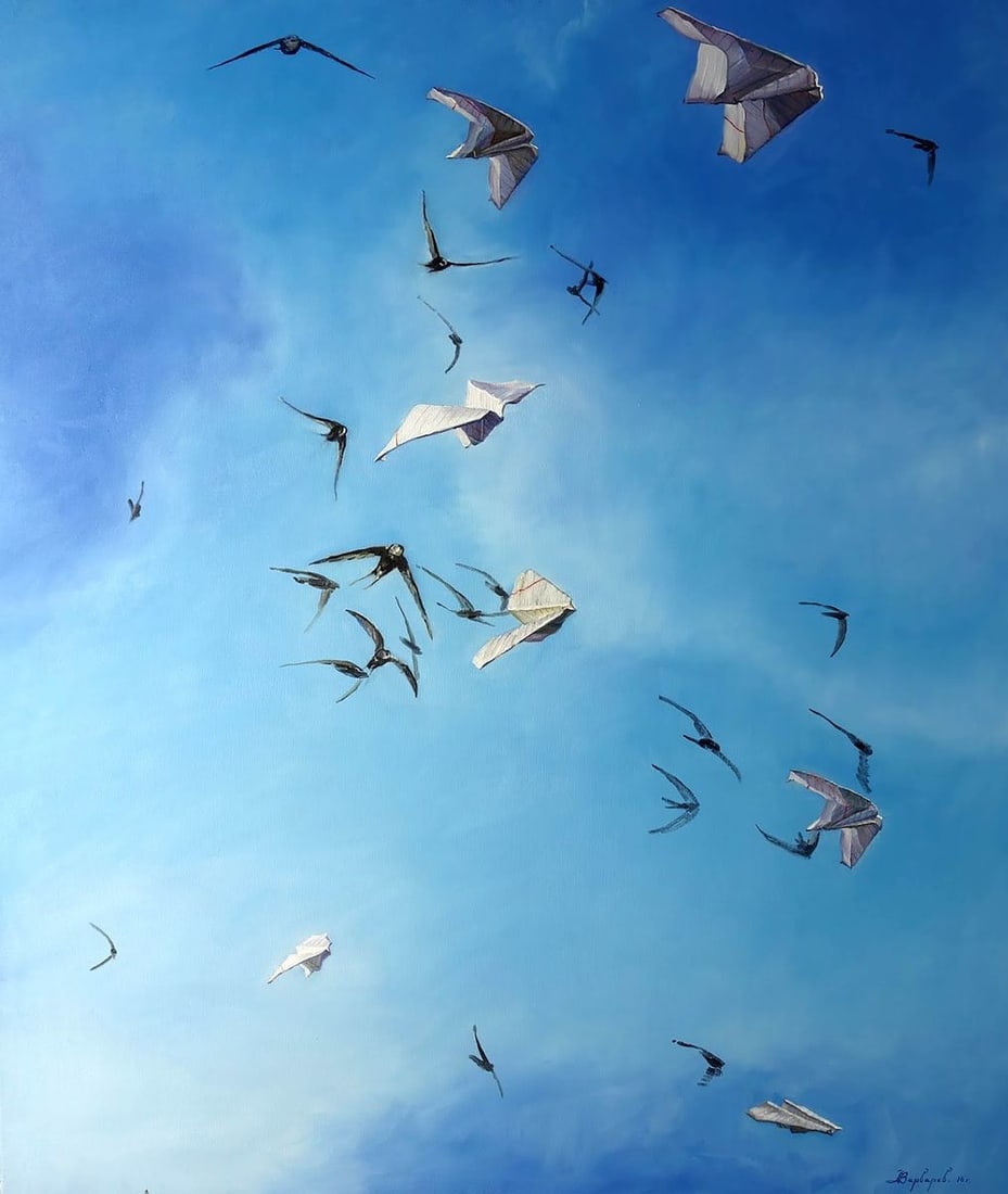 Oil painting Air corridor Varvarov Anatoly Viktorovich: Title : Oil painting Air corridor Varvarov Anatoly Viktorovich Description: NoVarv 45 *** ABOUT THIS PAINTING *** * TITLE: "Air corridor" * ARTISTS: Varvarov Anatoly Viktorovich * SIZE: 140x120 cm/'55