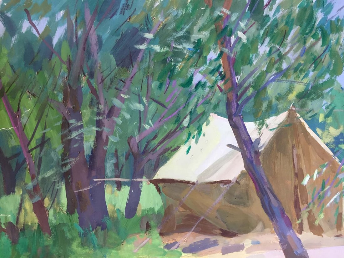 Gouache painting Camp in the woods Chernikov Vladimir Mikhailovich - 4