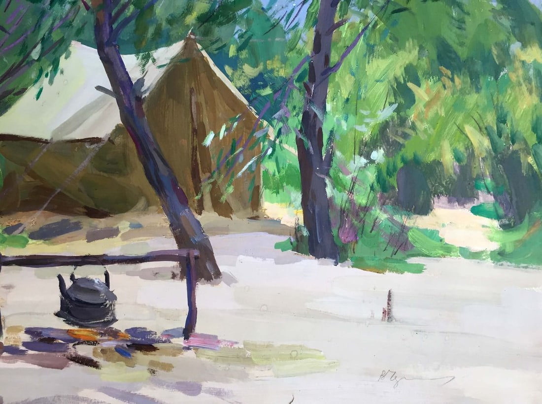 Gouache painting Camp in the woods Chernikov Vladimir Mikhailovich - 8
