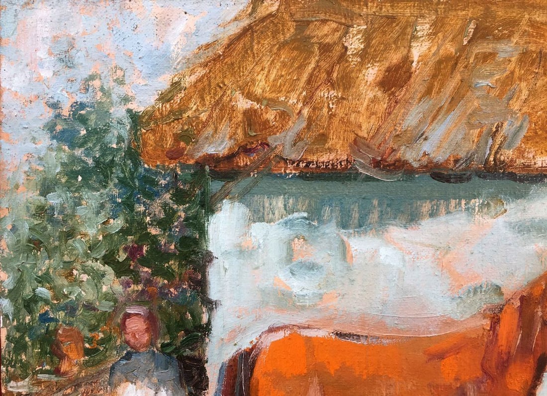 Near the house oil painting Alexei Nikolaevich Timoshenko - 6
