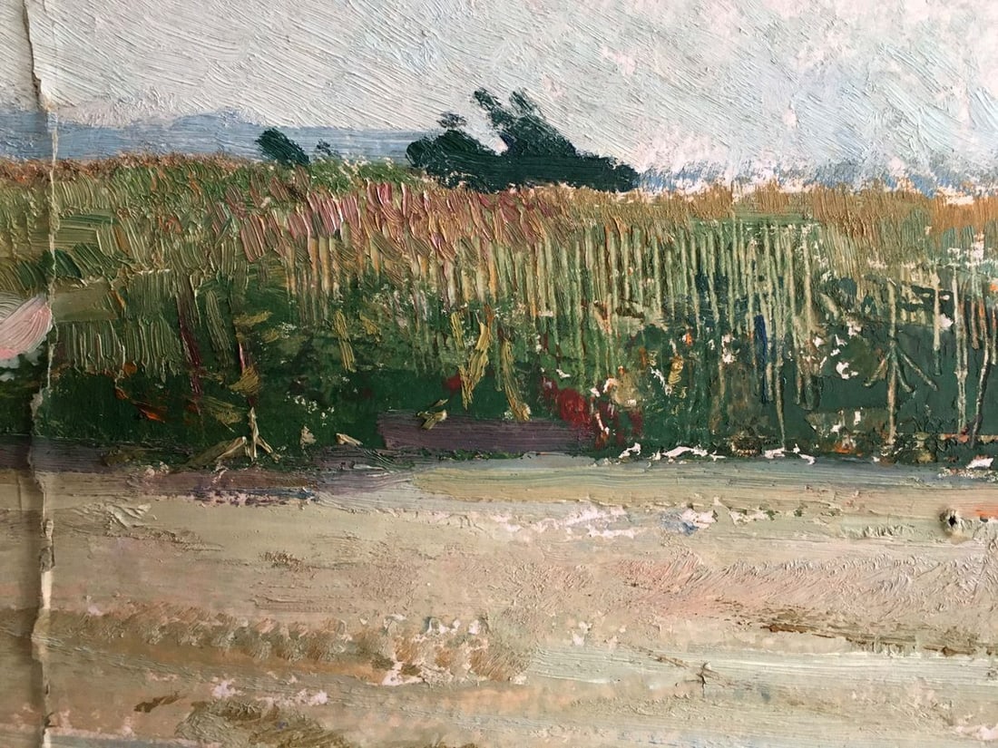 Oil painting Man walks across the field - 3