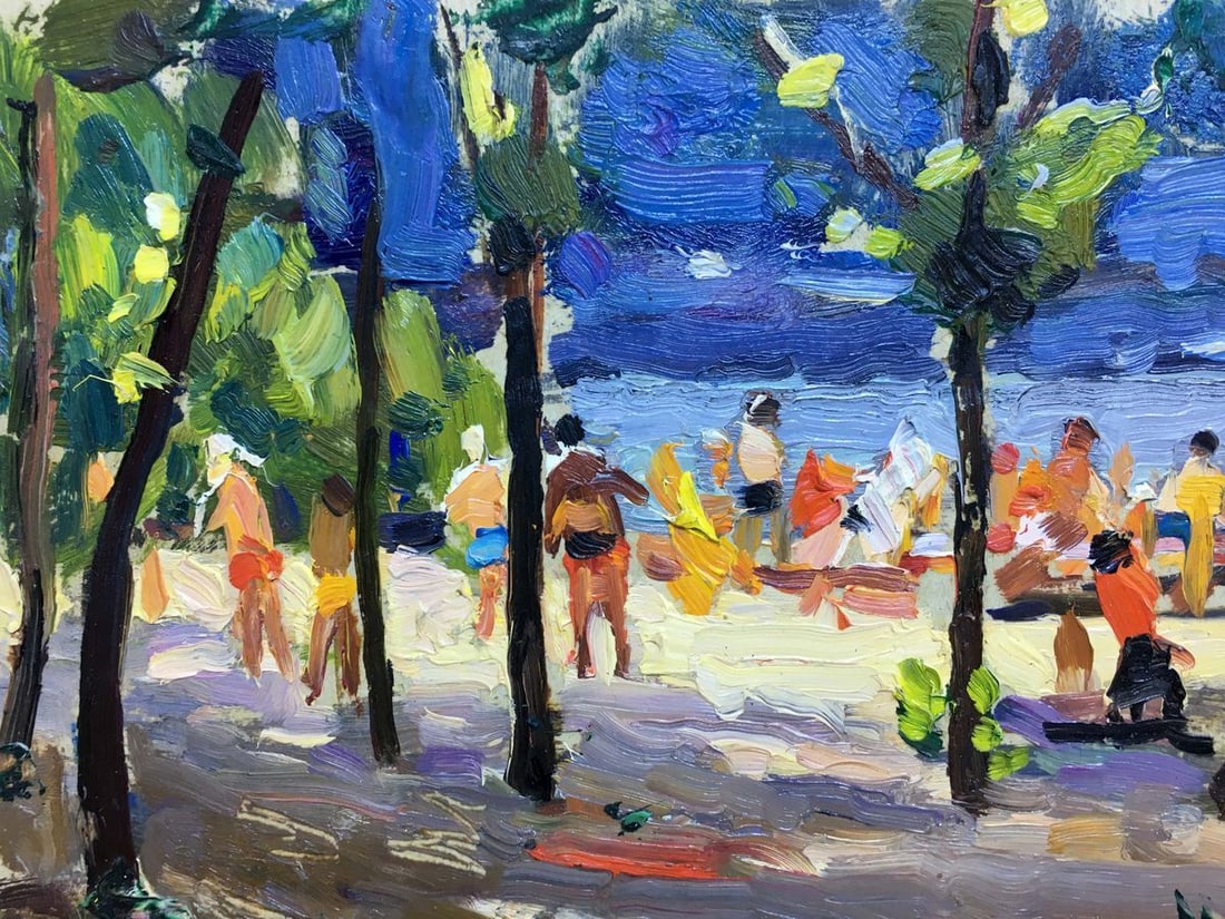 Oil painting People sunbathe Popov I. A. - 2