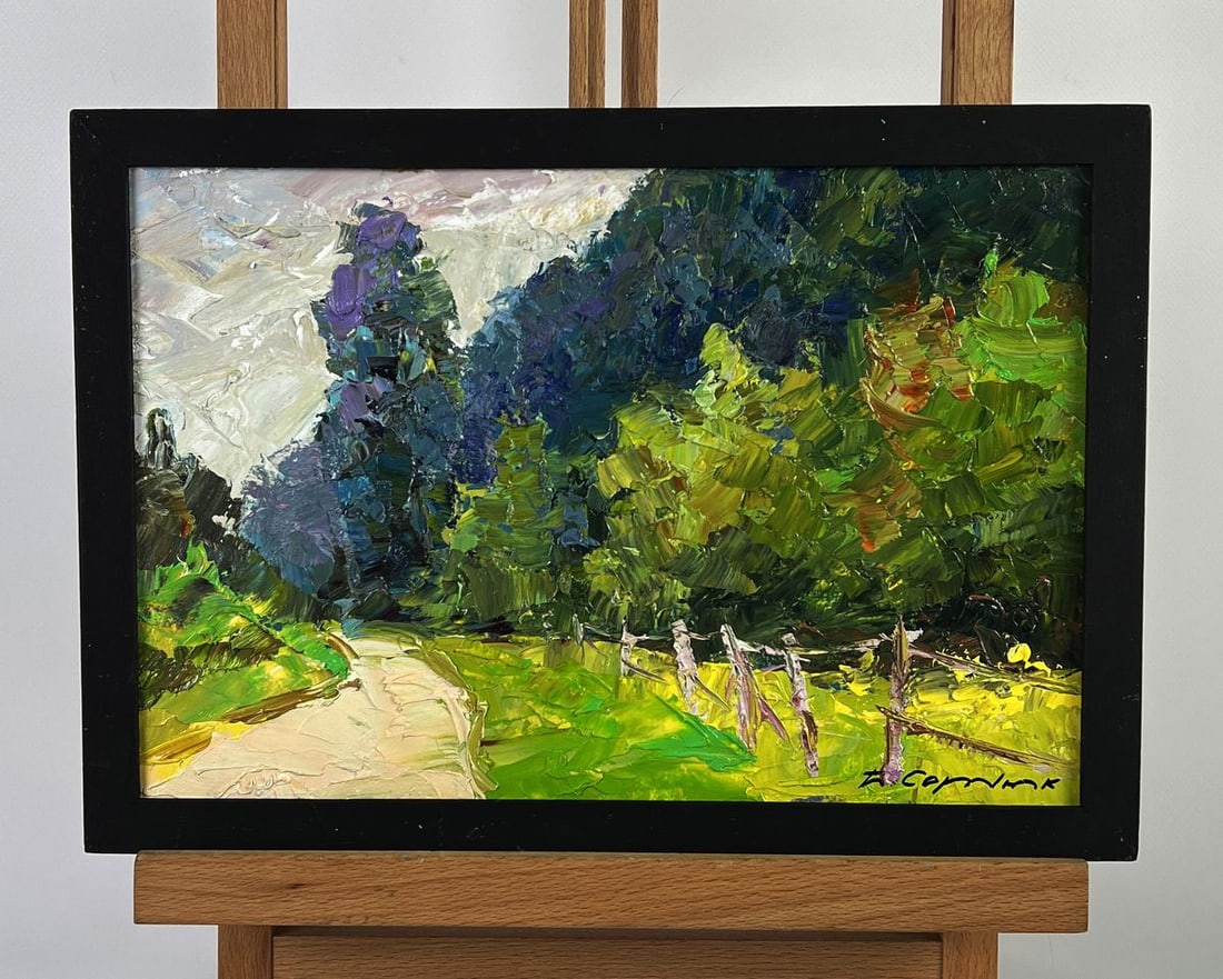 Oil painting A road along a summer forest Boris Serdyuk: Title : Oil painting A road along a summer forest Boris Serdyuk Description: NoAAA6384*** ABOUT THIS PAINTING **** TITLE: "A road along a summer forest"* ARTISTS: Boris Serdyuk* SIZE: 20x29.8 cm/7.87x