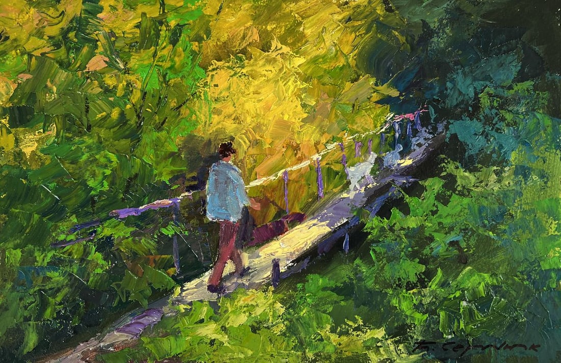 Oil painting Forest bridge over the river Boris Serdyuk - 3