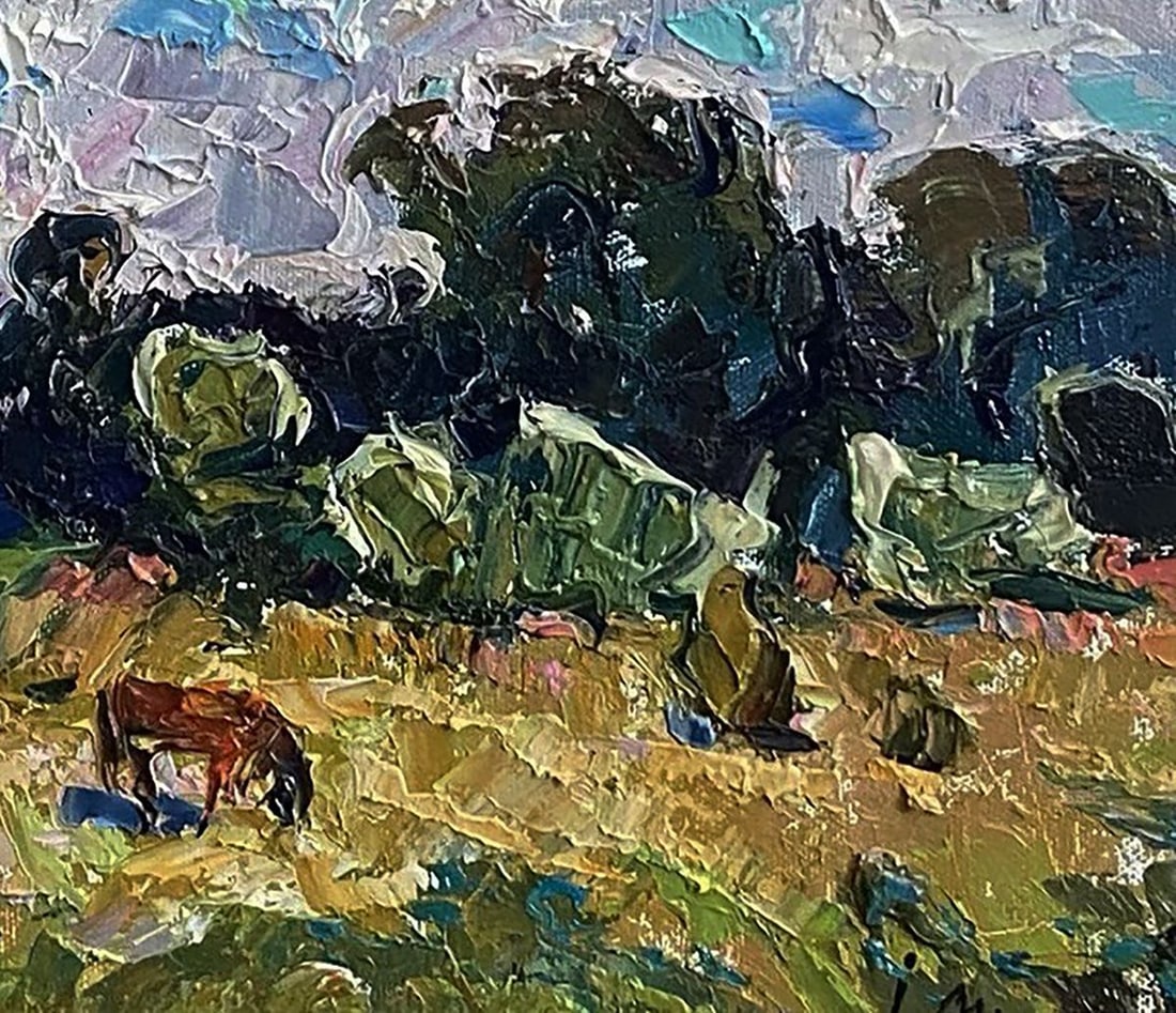 Oil painting A horse is grazing in a field Oleksiy Ivanyuk - 4