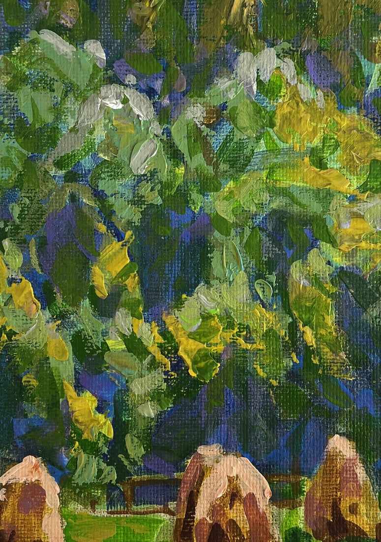 Acrylic painting Warm day by the haystacks Mykhailo Patskan - 8