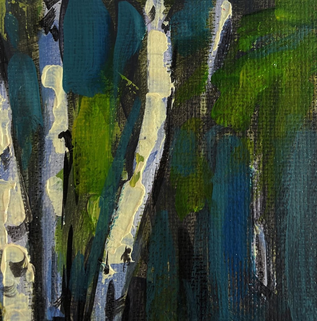 Acrylic painting Clearing in a birch forest Mykhailo Patskan - 4
