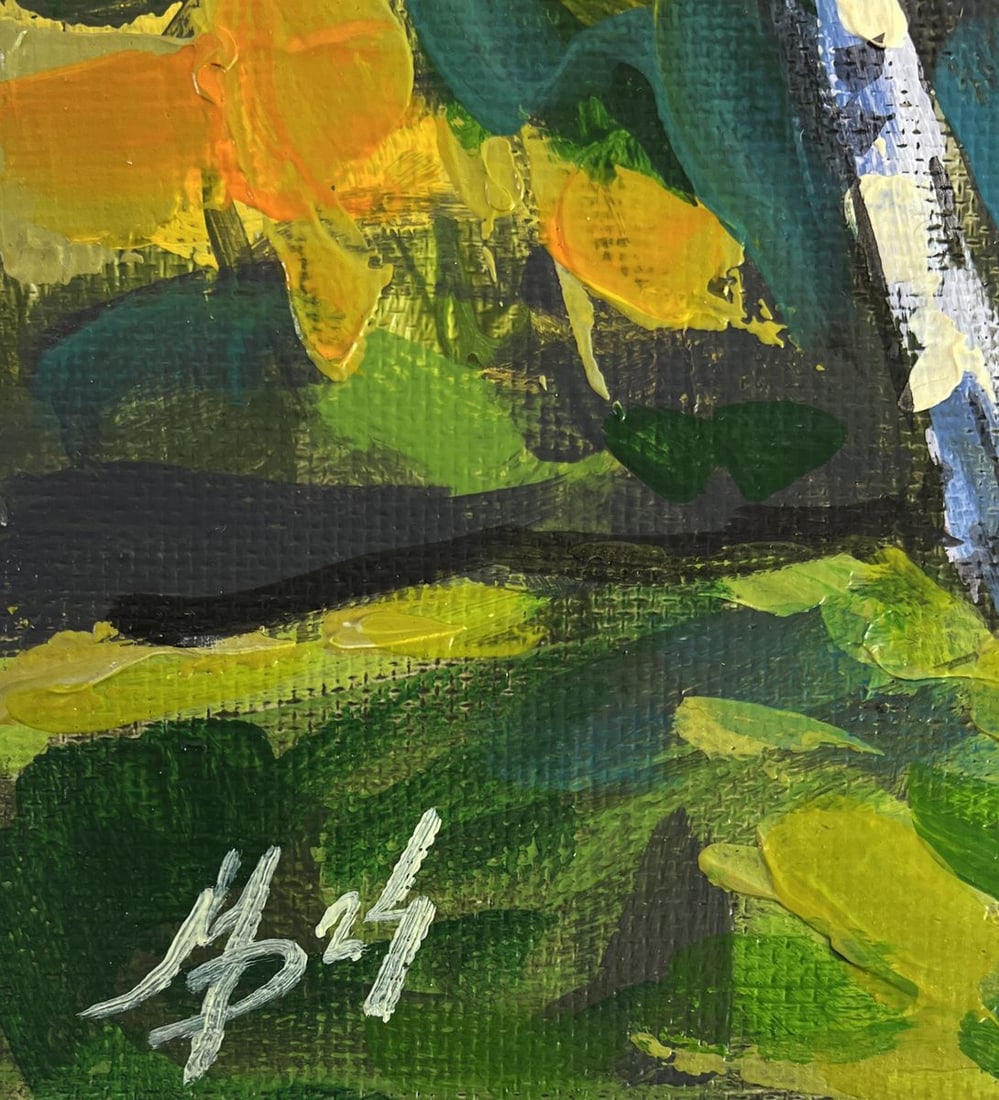 Acrylic painting Clearing in a birch forest Mykhailo Patskan - 9