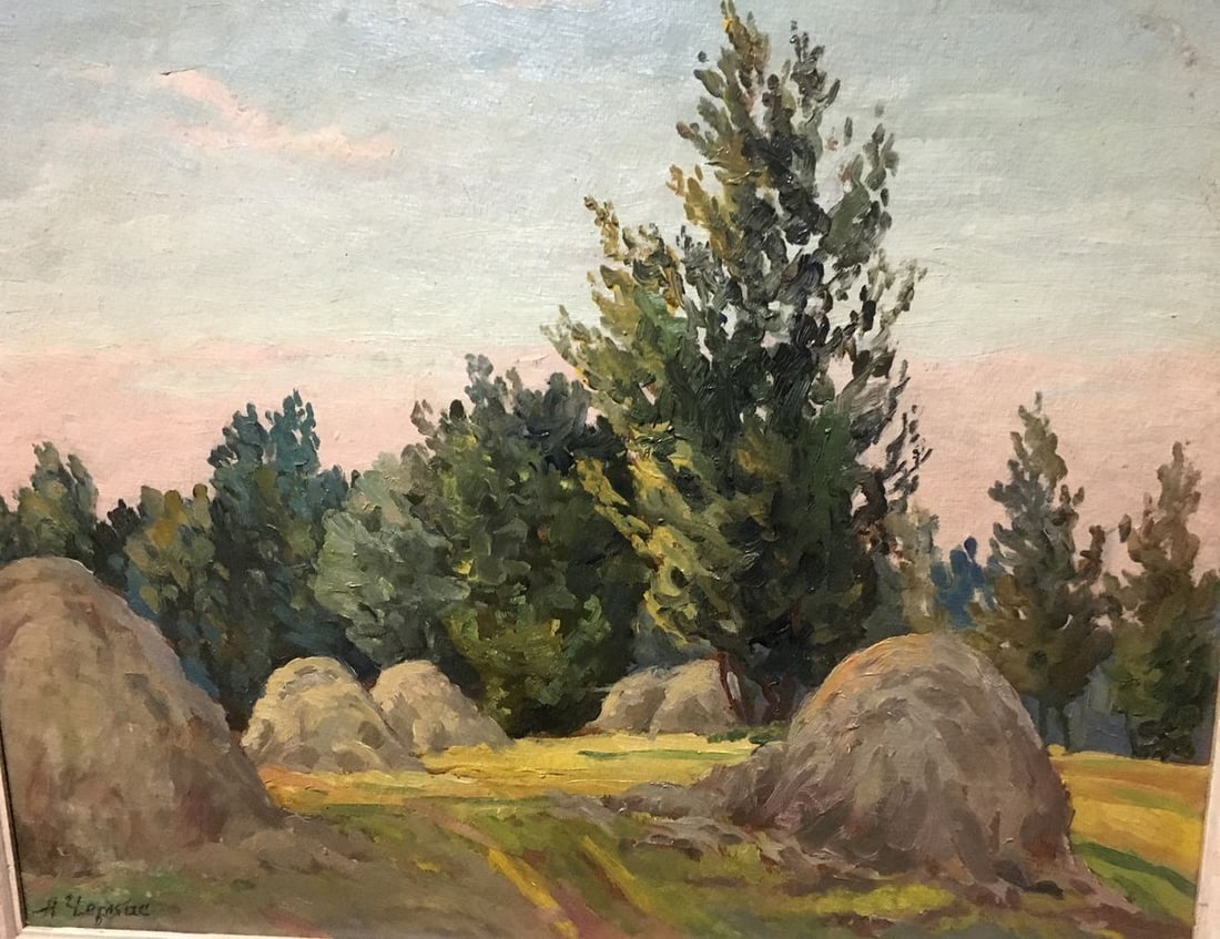 Oil painting Evening in the meadow Alexander Georgievich Cherkass - 2
