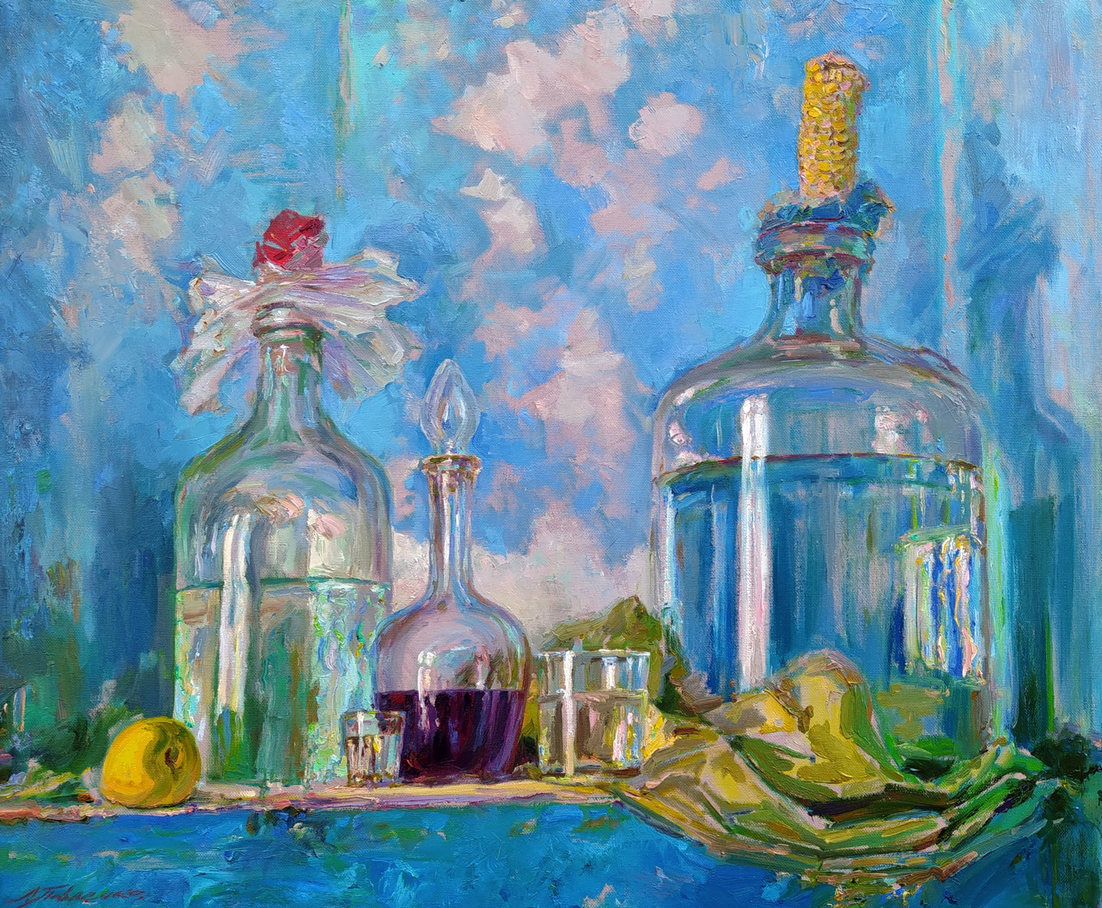 Oil painting Alcohol on the table Leonid Pavlenko: Title : Oil painting Alcohol on the table Leonid Pavlenko Description: 84PAVL Painter: Leonid Pavlenko Size: 70x85 cm/27.55x33.46 inches Components: oil, canvas Original painting CONDITION: excellent 