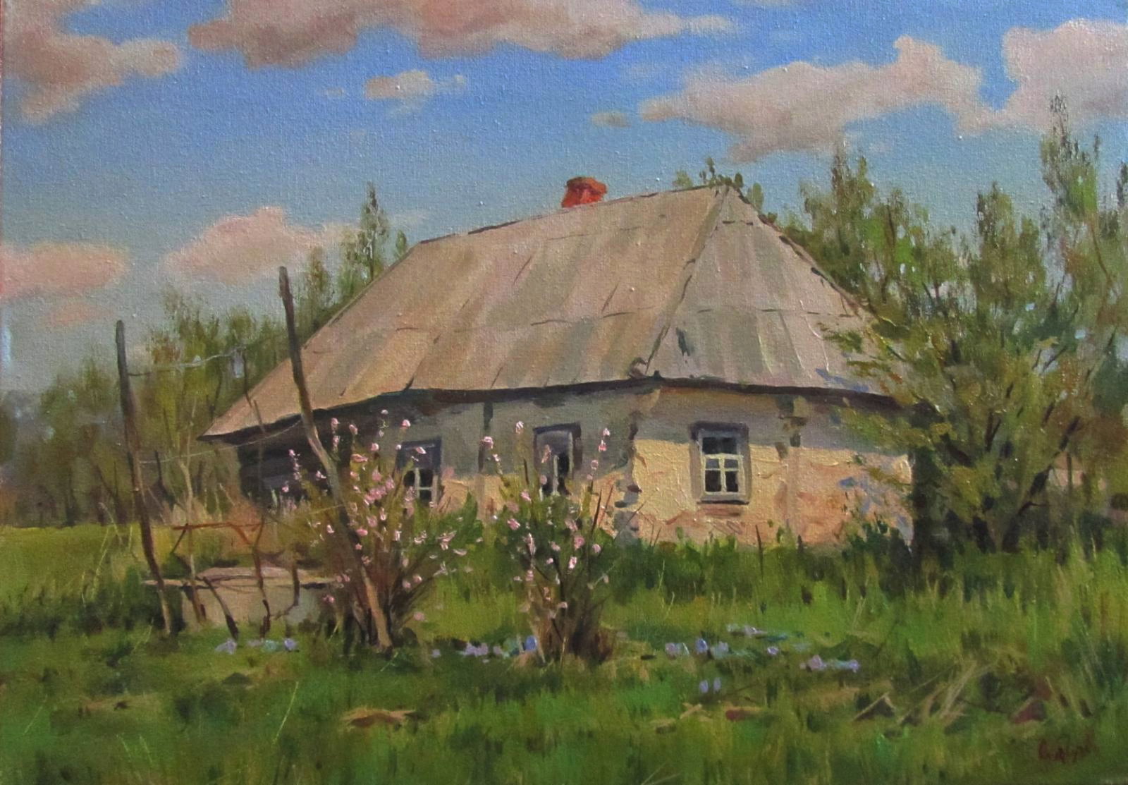 Oil painting Abandoned house Alexander Guzev: Title : Oil painting Abandoned house Alexander Guzev Description: 5GUZ Painter: Alexander Guzev Size: 30x40 cm/11.81x15.74 inches Components: oil, canvas Original painting CONDITION: excellent