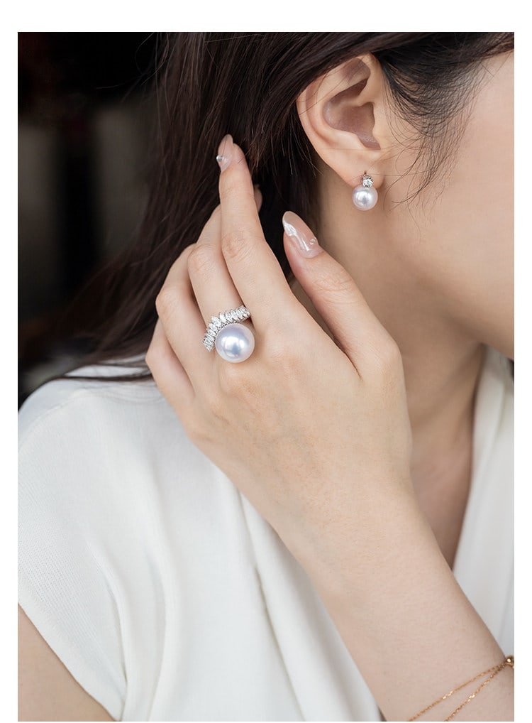 18K Gold GIA Vivid Venus South Sea White Pearl Ring - 3