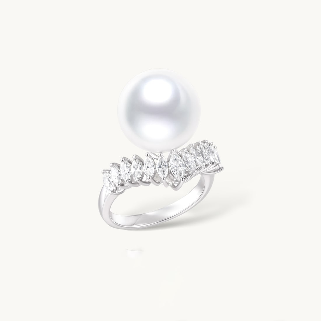 18K Gold GIA Vivid Venus South Sea White Pearl Ring - 4