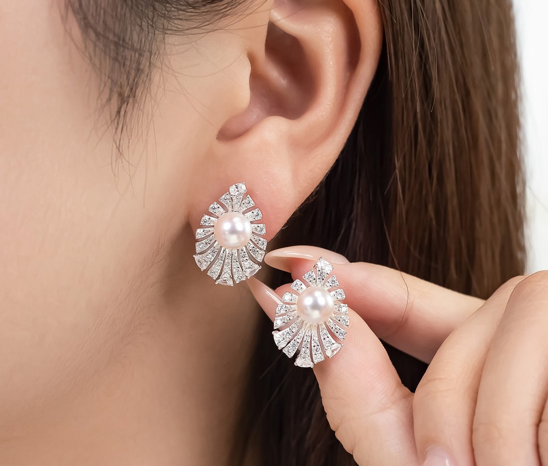 S925 Silver AKOYA Saltwater Pearl Earrings - 3