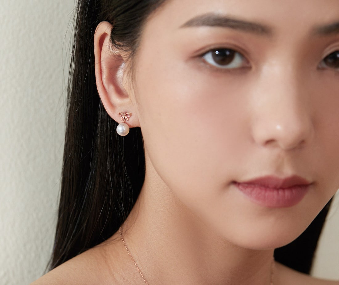 18K Gold AKOYA Saltwater Pearl Stud Earrings - 2