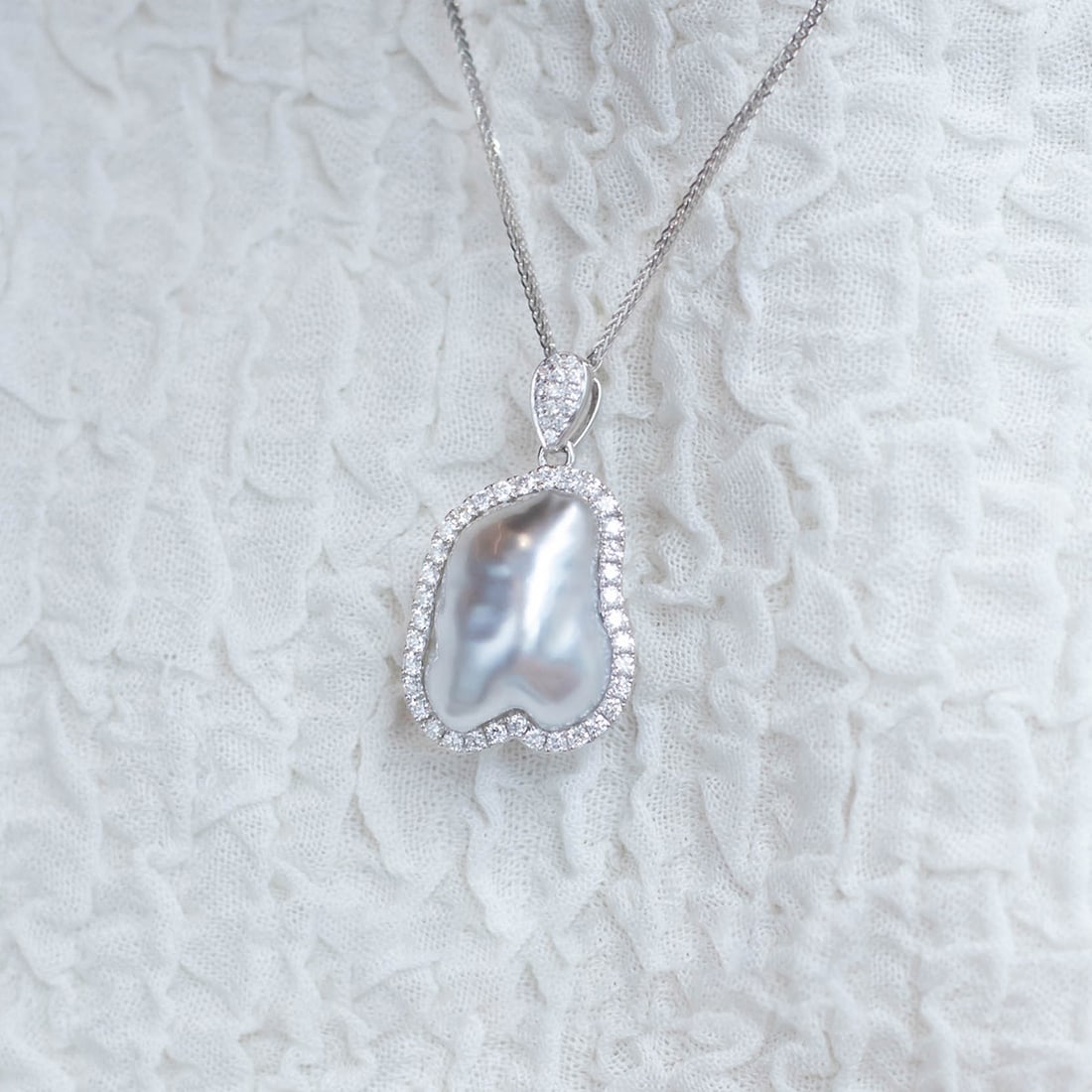 18K Gold Keshi Baroque Seawater Pearl Necklace Pendant - 2