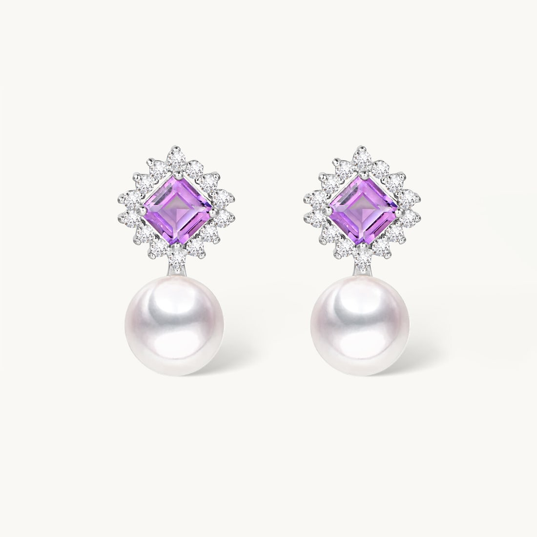S925 Silver Amethyst Seawater Pearl Earrings: Title: S925 Silver Amethyst Seawater Pearl Earrings Description: These earrings combine elegant amethyst with precious seawater pearls, showcasing a unique charm. The exquisite S925 silver setting