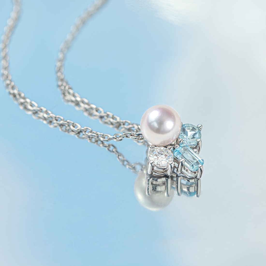 S925 Silver Topaz Seawater Pearl Necklace Pendant - 3
