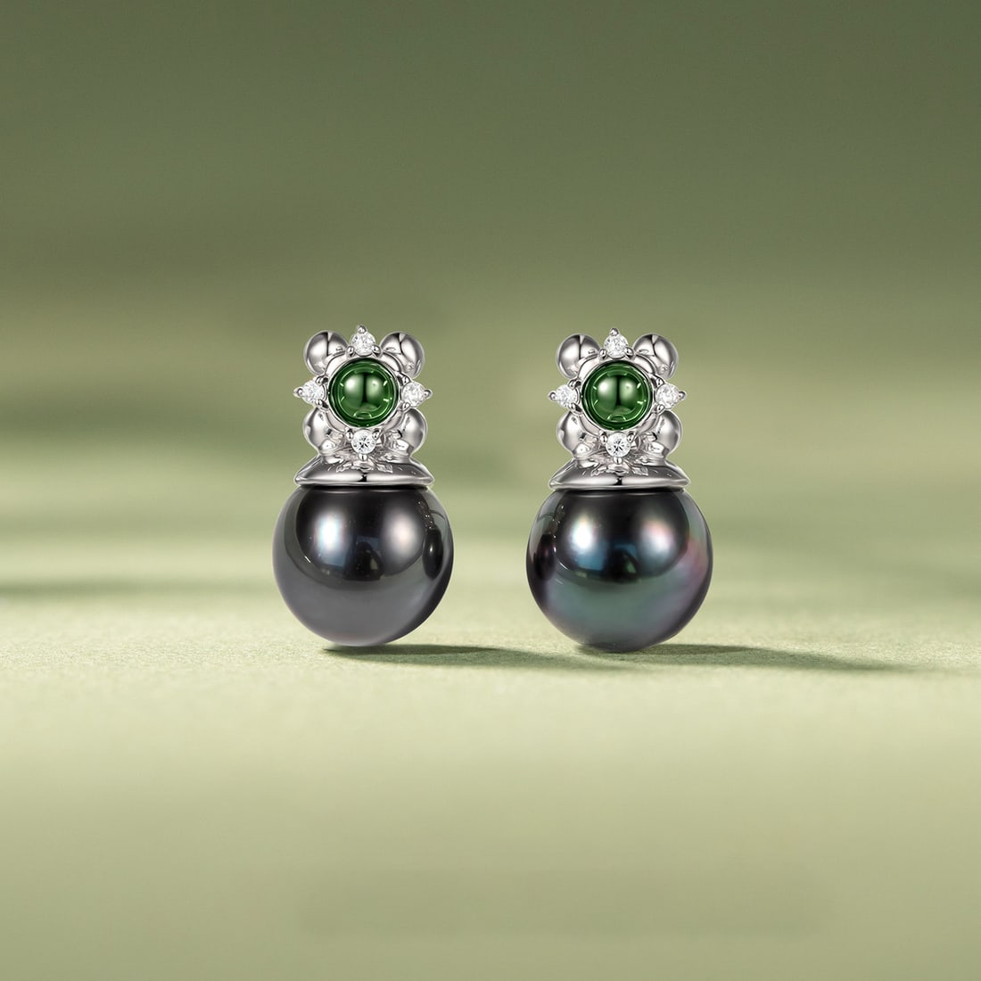 S925 Silver Tahitian Saltwater Black Pearl Earrings - 3