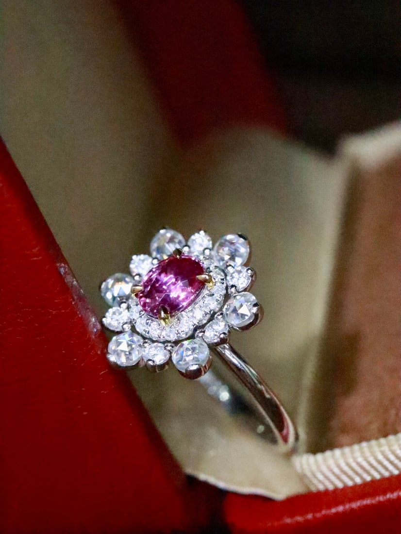 18K Gold Natural Unheated Padparadscha Ring - 3