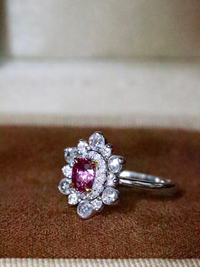 18K Gold Natural Unheated Padparadscha Ring - 4
