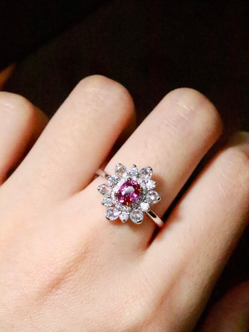 18K Gold Natural Unheated Padparadscha Ring - 5