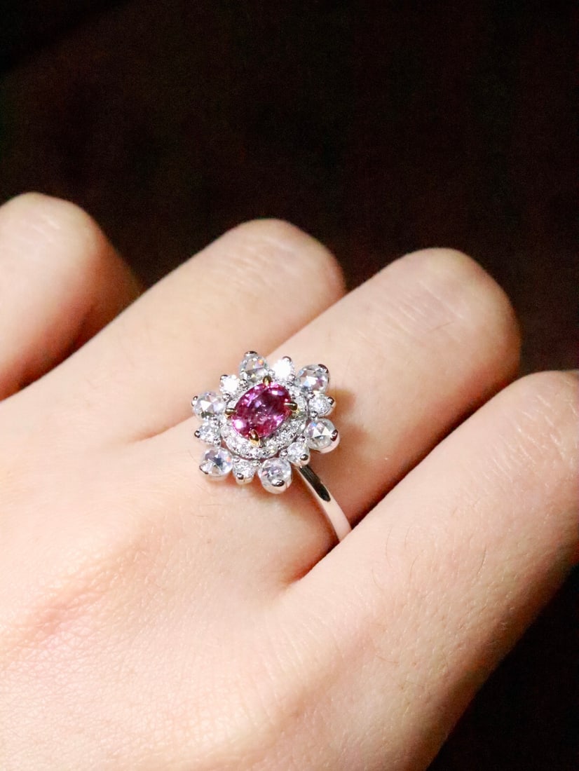 18K Gold Natural Unheated Padparadscha Ring - 6